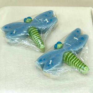 Candles Lot of 2 Dragonfly Floating Candles Blue and Green